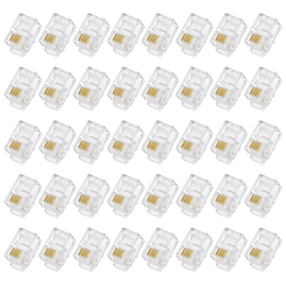 Uxcell Telephone Modular Plug Male RJ9/RJ10/RJ22 Connectors, Copper Core 4P4C Clear 40pcs