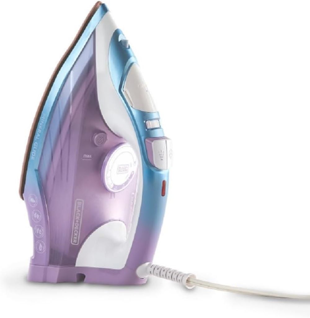 BLACK+DECKER Moonstone Iron, Ceramic Infused Soleplate & Anti-Drip Function with Auto Clean and Auto Shut-off, 50% Smoother Glide for Fabric Wrinkles