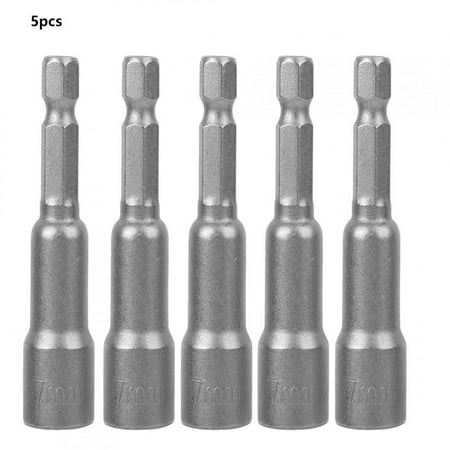 

5-Piece 7mm Magnetic Hex Socket Set Tool Steel - Versatile Electric Screwdriver Adapter