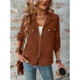 thumbnail image 6 of Women’s Jackets Fall Long Sleeve Lapel Zipper Pocket Button Street Style Casual Chic Motorcycle Coat S-2XL, 6 of 7