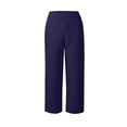 thumbnail image 6 of Laqbezok Women's Cotton Linen Wide Leg Pants, Loose High Waist Casual Trousers with Pockets, Summer Breathable Lounge Outfit, 6 of 10