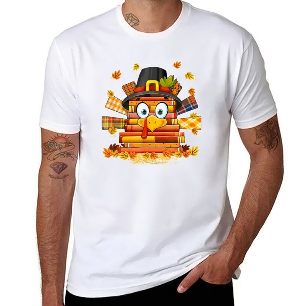 Amante del libro bibliotecario lector divertido Turquía Acción de Gracias camiseta sudor fanáticos de los deportes camisetas de talla grande camisetas ajustadas para hombres