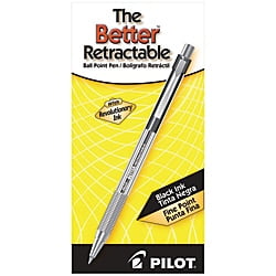 Translucent Click Action Pen Pilot® Better™ Retractable Ballpoint Pens, Fine Point, 0.7 mm, Translucent Black Barrel, Black Ink, Pack Of 12 ()
