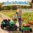thumbnail image 4 of Joyracer 12V Ride on Toys, 2-in-1 Ride on Tractor with Detachable Trailer & Remote Control, Power Car Wheels w/ Shovel, Bluetooth, Music, LED Lights, Green, 4 of 11