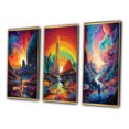 thumbnail image 3 of Designart "Visionary Rainbow Mystery Landscapes III" Abstract Landscape Framed Wall Art Set Of 3 - Multicolor Abstract Landscapes Frame Canvas Set For Living Room Decor, 3 of 6