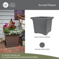 thumbnail image 3 of The HC Companies Accent Square Plastic Plant Pot with Drainage, 15.5", Warm Gray, 3 of 9