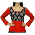 thumbnail image 4 of Bimba Women Long Red Dress Flaired Designer Anarkali Kurta Kurti Clothing, 4 of 8