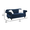 thumbnail image 5 of 77 Inches Nailhead Trim Velvet Loveseat with Crystal Tufting, Blue- Saltoro Sherpi, 5 of 5