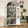 thumbnail image 4 of GangMei Modern Metal Arched Storage Cabinet Freestanding with Glass Doors 73 in White，Assembly Required, 4 of 7