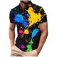 thumbnail image 2 of Blusa y camisa de manga corta con cuello vuelto para hombre, blusa de manga larga con solapa y botones estampados, blusa de poliéster para hombre, 2 of 5