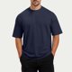 thumbnail image 5 of Manga Corta de Verano Tops de Color Sólido Casual Manga Corta Cuello Redondo Doblado Hendidura Superior, Camisa de Fibra de Poliéster para Hombres, Lavado de Manos, 5 of 8