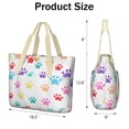 thumbnail image 3 of Tote Bag for Women - Colorful Dog Paw Footprint Shoulder Bag - Large Utility Work Duffle Bag with Zipper Handbag for Travel, Work, Sprots, 3 of 5