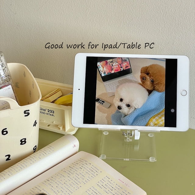 Soporte ajustable de acrílico portátil para Pad, teléfono móvil, tableta, PC, Notebook, libros, soporte transparente, accesorios auspiciosos LingWen 8390611433130