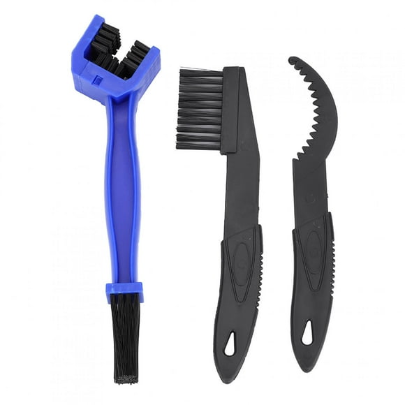 Kit de 3 cepillos para limpiar cadenas y piñones de bicicletas.