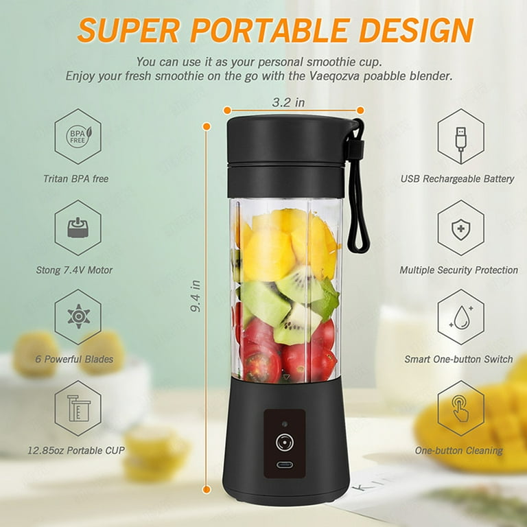 Portable Blender,Personal Size Blender for Shakes and Smoothies with 6  Blades,20 Oz Mini fresh juicer Blender Cup USB rechargeable with Travel Lid  for