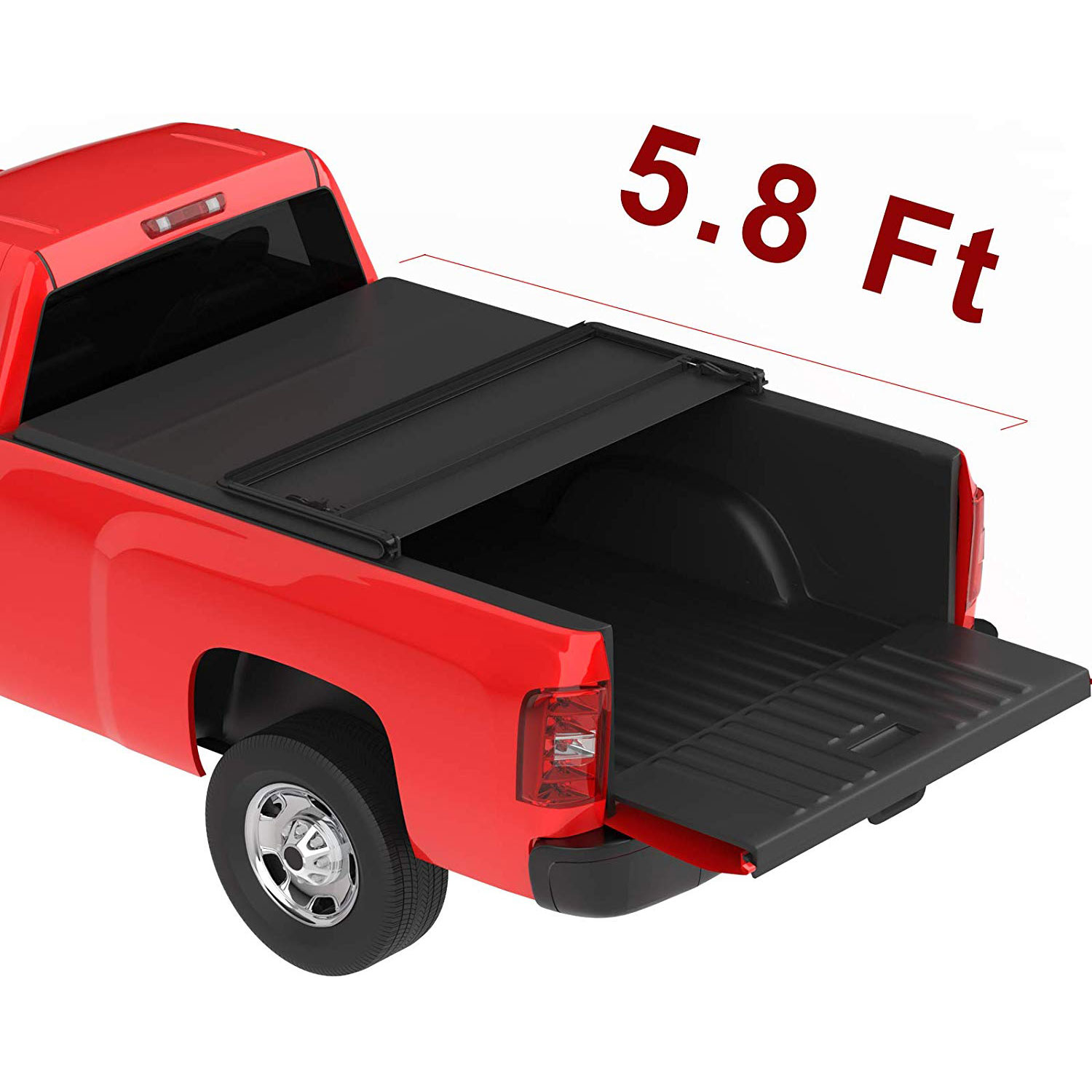 Upgraded Soft Trifold Truck Bed Tonneau Cover On Top Compatible for