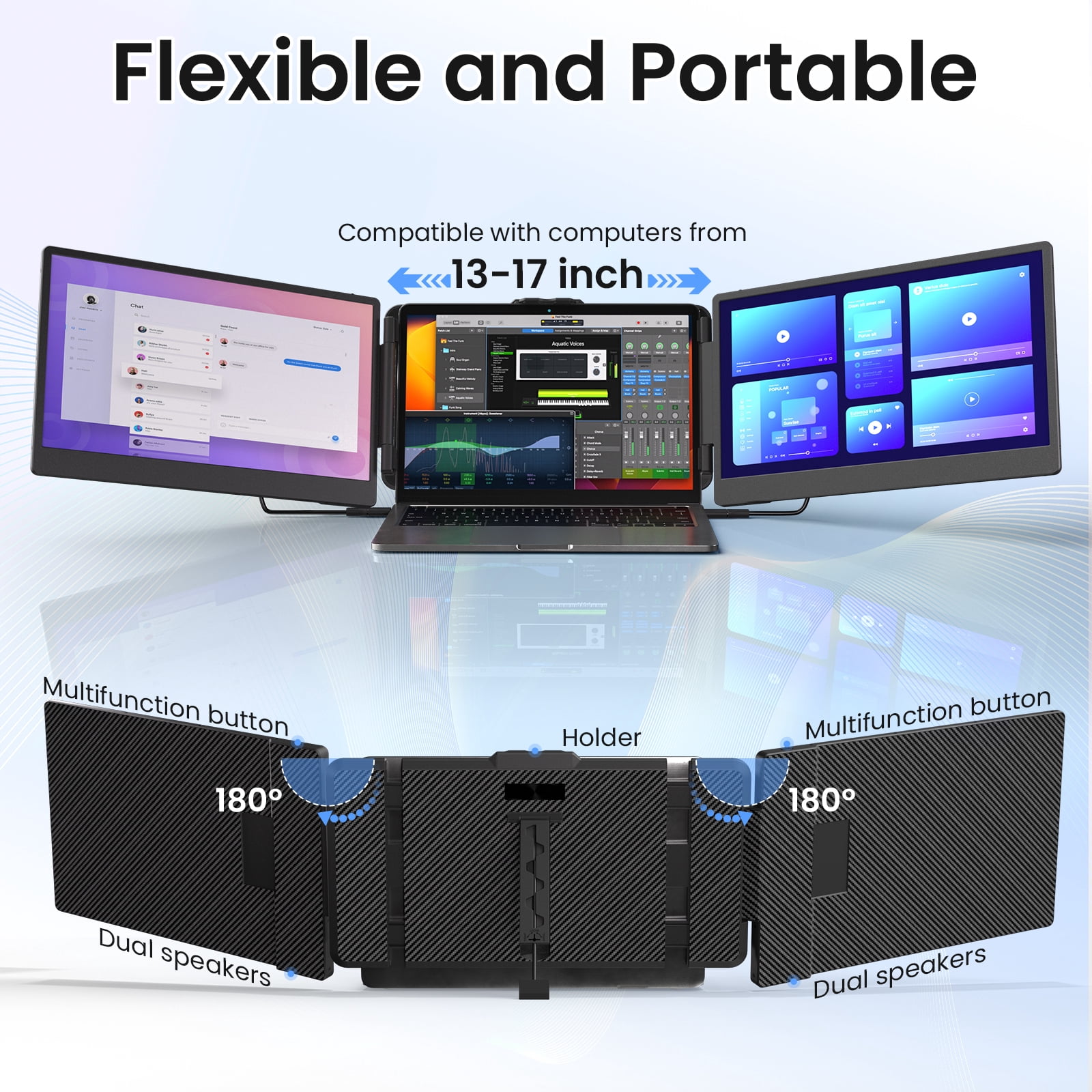 FORKA Laptop Screen Extender Monitor - 14" Portable IPS FHD 1080P, HDMI/USB-A/Type-C, Windows & Mac, Travel/Gaming/Work (Max Length: 15.94")