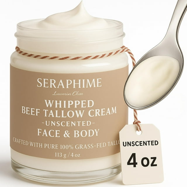Crema hidratante Seraphime de sebo de res batido, 120 ml, sin perfume
