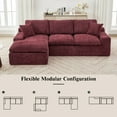 thumbnail image 4 of 107.9" Cloud Sectional Sofa Upholstered Sofa Couch with Side Pockets and Double-layer Cushion, Free-combined Sectional Sofa Full-compressed Sofa for Living Room, Apartment, Small Space, Red, 4 of 9
