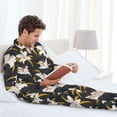 thumbnail image 6 of Salouo Lilies Flowers Print Button-Front Long Sleeve Pajama Set for Men, Soft 2Pjs Men's Long Sleeve Sleepwear-Large, 6 of 7