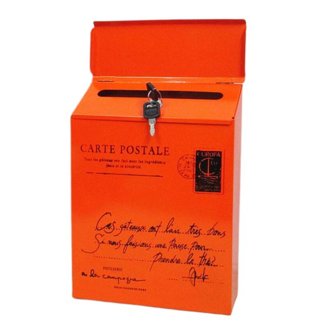 Caja de depósito de buzón para colgar en la pared con cerradura y llaves para mejoras en el hogar Naranja Rojo_S Sunnimix Buzón de hierro montado en la pared