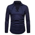thumbnail image 2 of Lilgiuy Men Lace Slim Fit Solid Long Sleeve Turndown Pullover Shirts Tops Blouse, 2 of 4