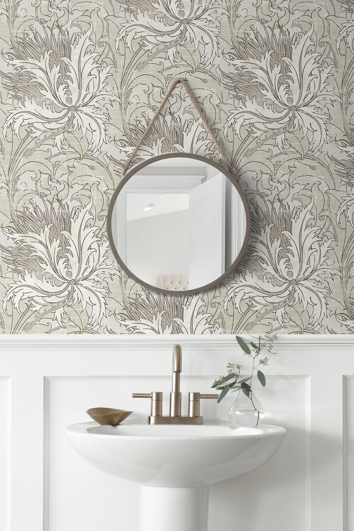 NextWall Lunar Rock & Pale Oak Floral Folly Peel and Stick Wallpaper