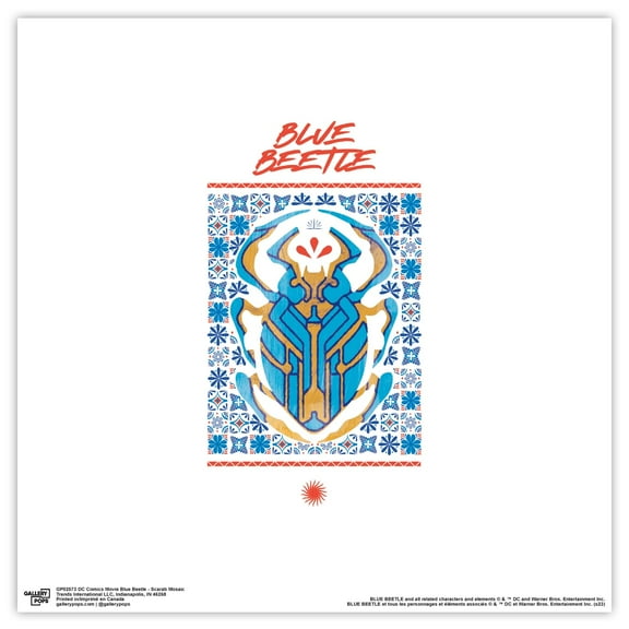 Gallery Pops DC Comics Blue Beetle - Scarab Mosaic Wall Art, Unframed Version, 12" x 12"