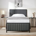 thumbnail image 3 of VECELO Twin Size Metal Platform Bed Frame, Modern Upholstered Tufted Headboard and Footboard, No Box Spring Needed, Gray, 3 of 8