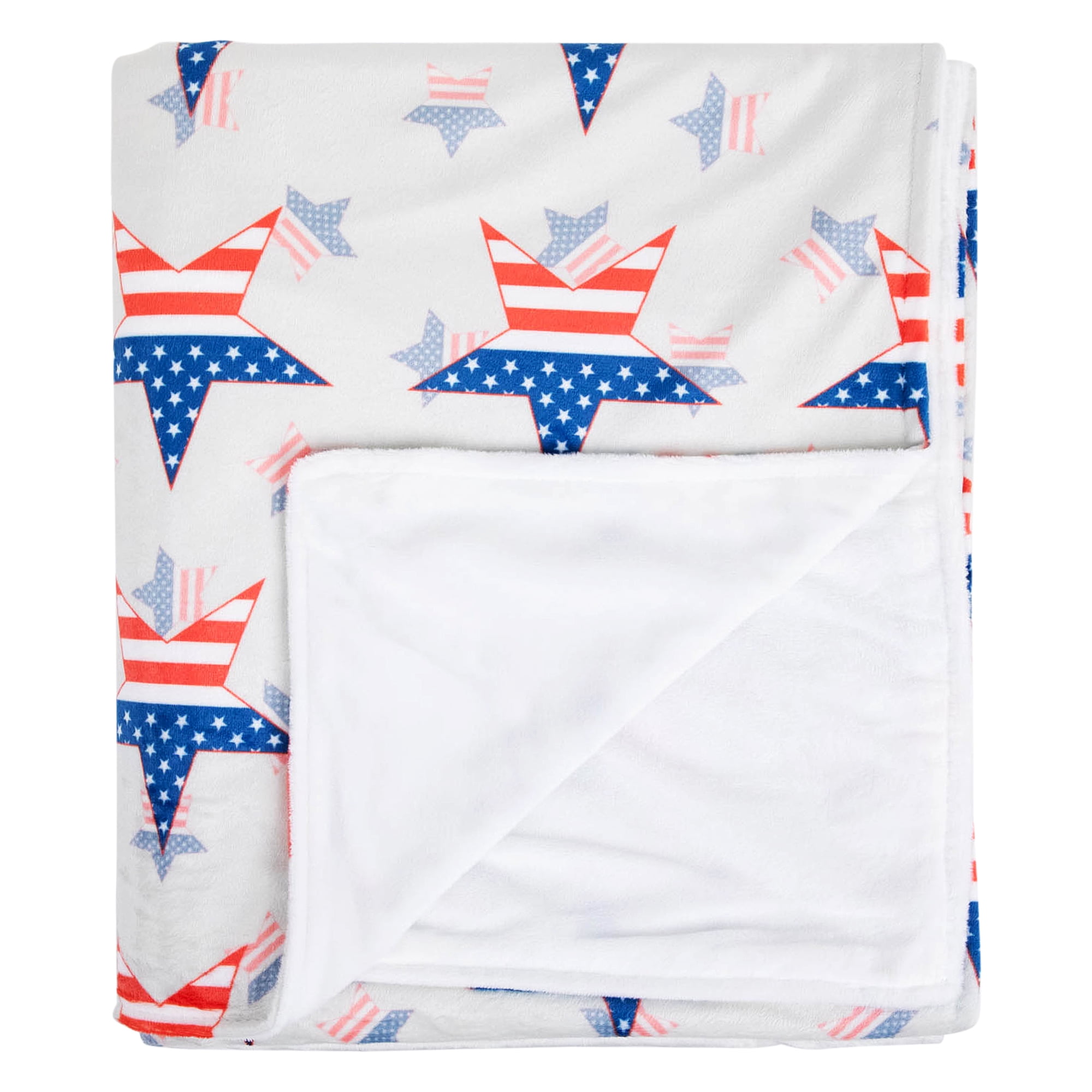 Stars with Stripes Patriotic Cotton Throw Blanket - 50" x 60"