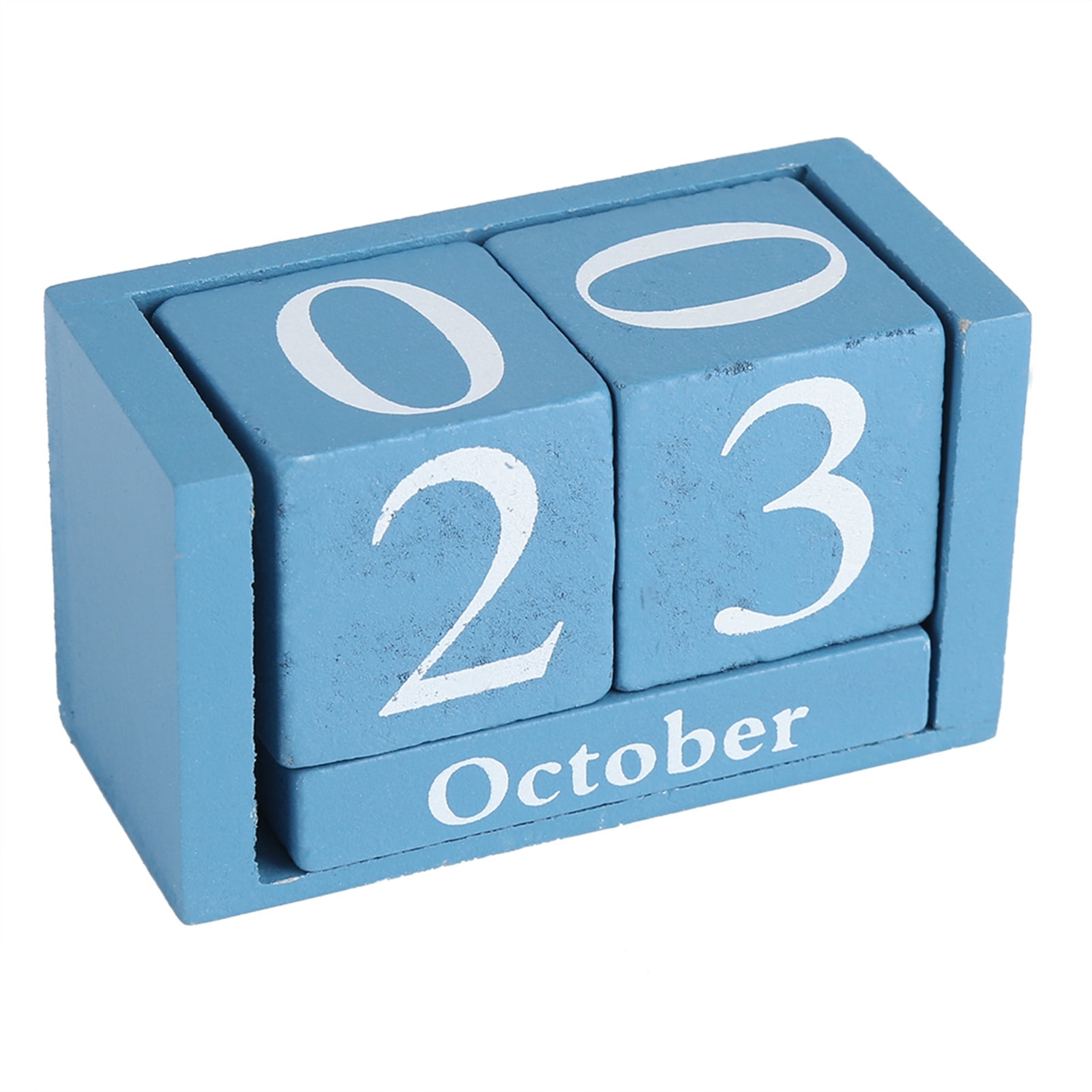 Calendrier Perpétuel En Bois De Bureau - Cubes Date Et Mois, Décoration Vintage - 9