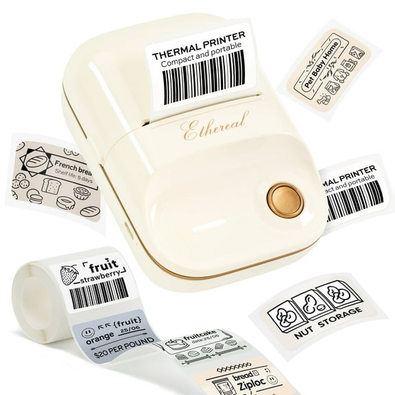 Label Maker Machine, 2 inches Portable Bluetooth Retro Label Printer with Tape, Inkless Label Maker Handheld (Milky White)