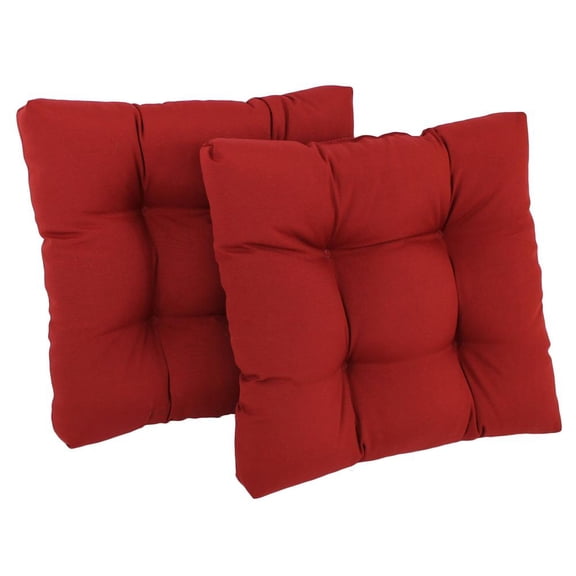 19-inch Squared Twill Tufted Dining Chair Cushion (Set of Two) - Ruby Red