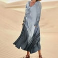thumbnail image 2 of Up to 50% off!pstuiky Dresses for Women, Women Cotton and Linen Dress Long Sleeve Crew Neck Dress Printed Dress and Ankle Dress Casual Holiday Dress with Pockets Leisure Gray XXL, 2 of 5