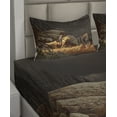 thumbnail image 4 of Ambesonne Western Fitted & Top Sheet Set with Shams, Cowboy Riding Horse, Earth Yellow Grey, 4 of 5