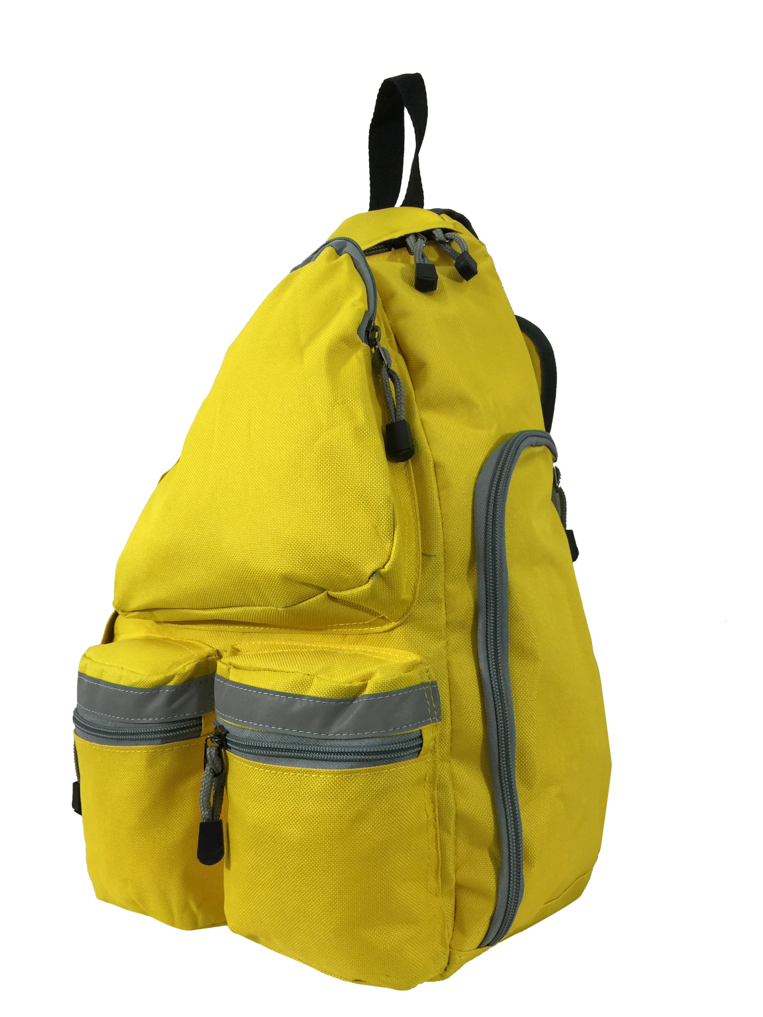 K-Cliffs Reflective Safety Sling Backpack Yellow Student Bookbag Travel Daypack Unisex All Ages