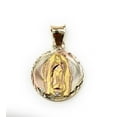 thumbnail image 4 of 14K Tri Color Gold Diamond Cut Double Side Stamp Virgin Mary Baptism Charm Pendant with 2mm Hollow Cuban Bevel Chain Necklace - 18", 4 of 8