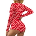 thumbnail image 2 of Brilliant Sleepwear for Women Plus Size Clearance Women’s Valentine's Day Pajamas Love Chrismas Print V-Neck Long Sleeve Sexy Bodysuit Sexy Lingerie Pajamas Romper, 2 of 6