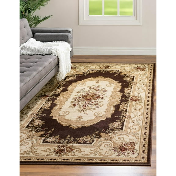 Unique Loom Versailles Collection Area Rug - Henry (5' 3" x 8' Rectangle Brown/Cream)