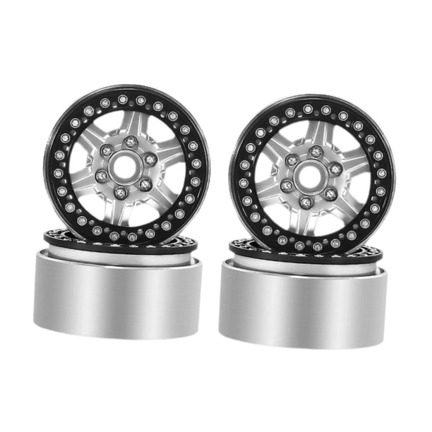 4 piezas de neumáticos para bujes de ruedas de coche de carreras, accesorios profesionales de fácil instalación, llantas de 2 pulgadas de diámetro Plata