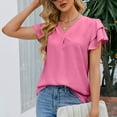 thumbnail image 6 of WIZUTIZ Corset Tops for Women up to 65% Off Ultra Soft Athletic Flowy Plain T-shirt V-Neck Lightweight Ladies Blouse Loose Fit Solid Shirts Oversize Linen Tops Vintage Short Sleeve Tee Tshirt Pin, 6 of 6