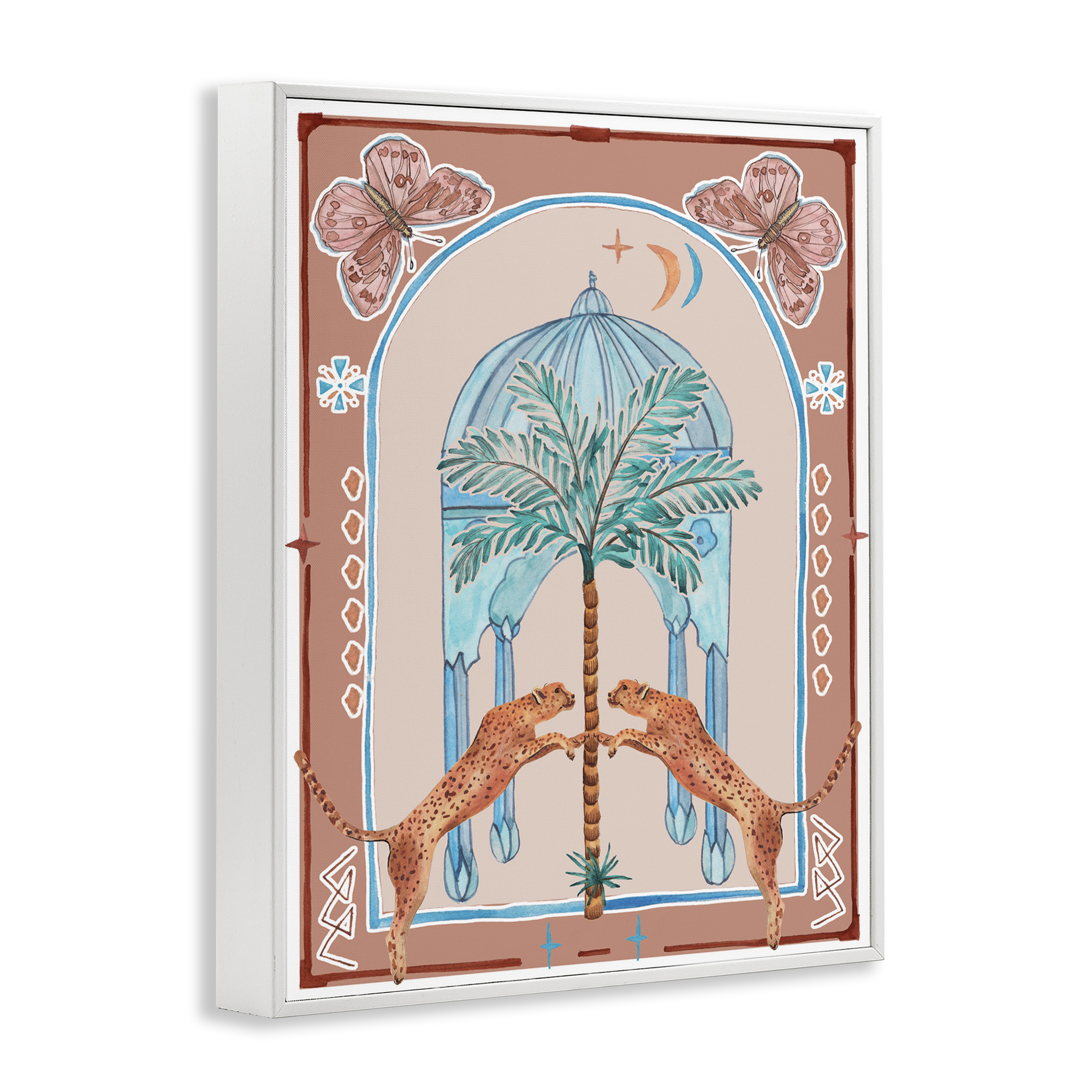 Stupell Industries Traditional Leopards & Palm Tree Animals & Insects Painting White Framed Art Print Wall Art, 11 x 14