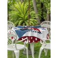 thumbnail image 3 of Outdoor Tablecloths with Umbrella Hole & Zipper, Independence Day Round Tablecloth 54 Inch, Blue Red Star American Flag Striped Waterproof Table Cloth, Patio/Pool/Picnic Table Covers, 3 of 8