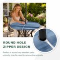 thumbnail image 4 of Round Outdoor Tablecloth with Umbrella Hole and Zipper, Navy Blue Ombre Tablecloth with Elastic Waterproof, Vintage Shabby Blue Abstract Art Patio Table Covers for 55" - 60" Picnic Pool Tables, 4 of 9