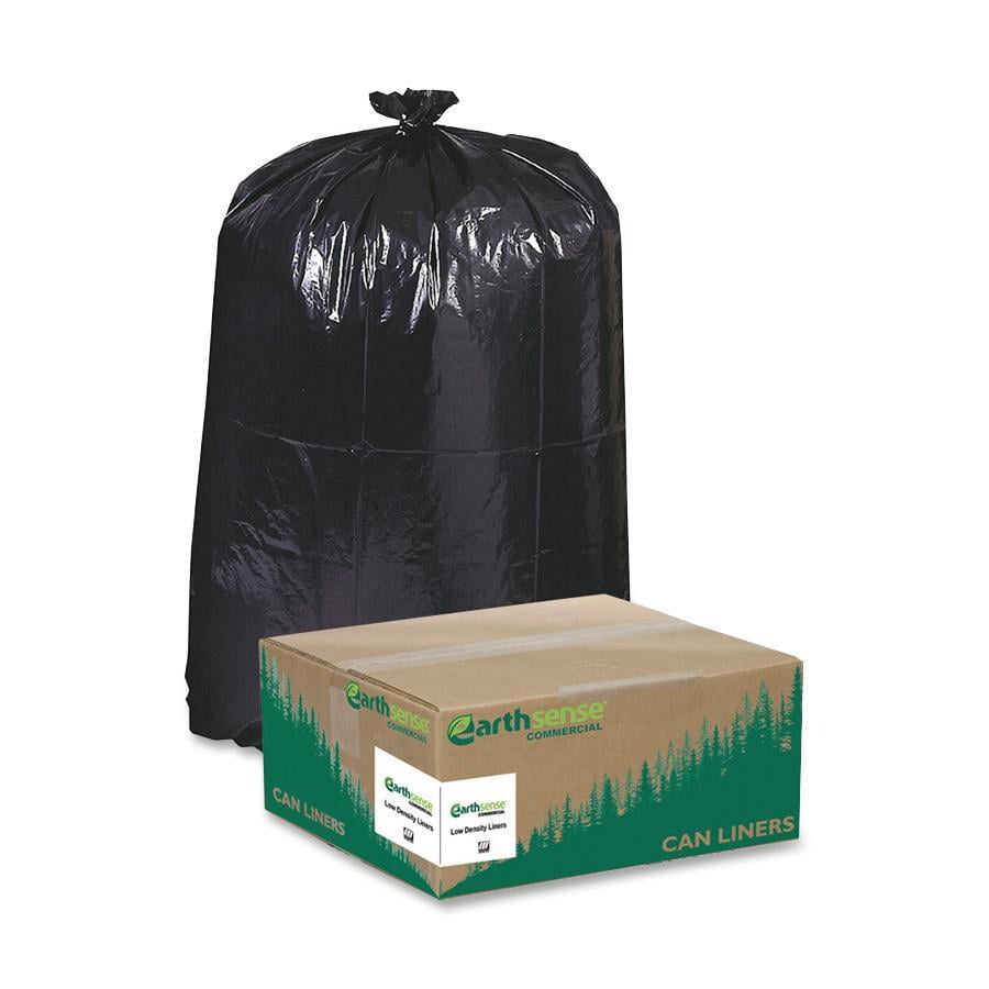 EARTHSENSE 45 gal Recycled Trash Bags Black Plastic Garbage Bin Can Liner 100 ct 