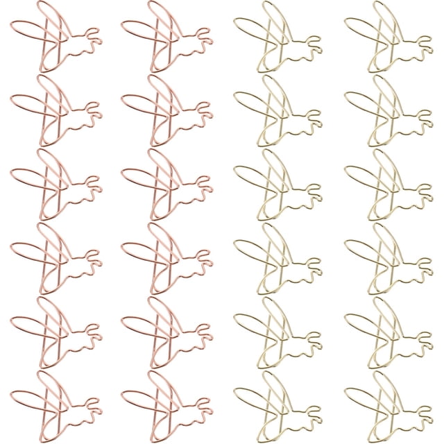 KAKOWELY 24Pcs File Document Paper Clips Bee Shaped Paper Clips Metal Paperclips Small Paper Clips File Clips,1.46"X1.22"X0.08"