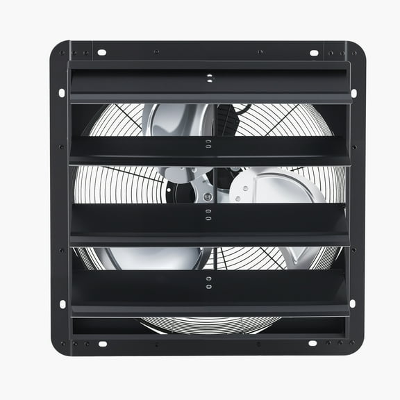 KFFKFF 18-Inch Wall-Mounted Shutter Exhaust Fan with Adjustable Speed, 2200 CFM Airflow, Durable Steel Construction, Quiet Operation for Ventilation in Sheds, Garages, and Greenhouses, Black