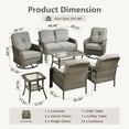 thumbnail image 4 of XIZZI 7 Pieces All Weather Outdoor Patio Furniture Sectional Set with Swivel Rocking Chair and Coffer Table, Wicker Outdoor Conversation Sofa Set for Backyard, Porch, Garden-Grey, 4 of 11