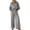 Black, variant on Women's Striped Two-Piece Suit V Neck Lapel 3/4 Sleeve Breathable Outfit Solid Color Loose High Waist Plus Size Wide Leg Pants Set Daily Date Work Party Club Spring Summer Casual Wear