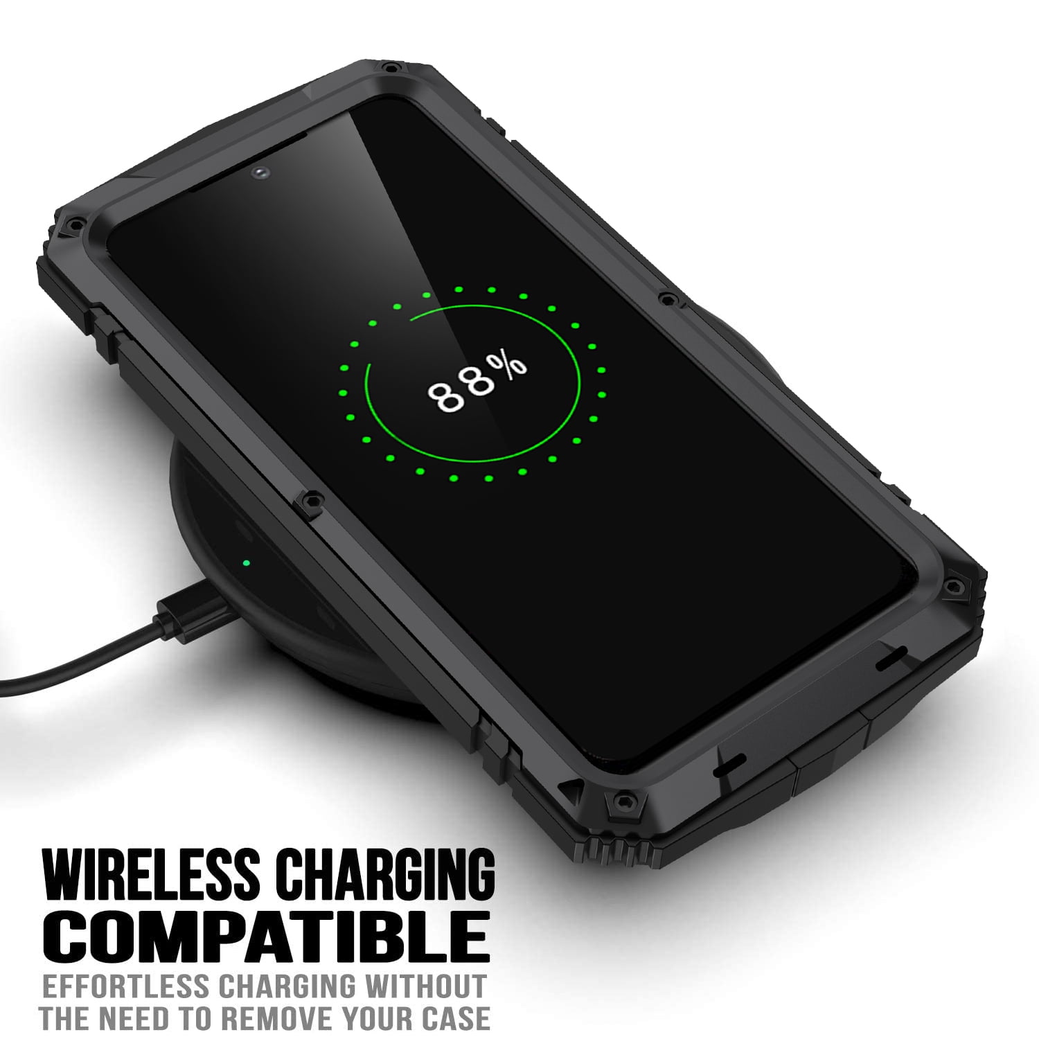 Samsung S21 FE Rugged Full-Body Case, Metal Bumper Built-in Screen Protector&Kickstand,Dustproof Drop-Proof,Full Body Protection Heavy Duty Rugged Military Cover For Samsung Galaxy S21 FE, Black